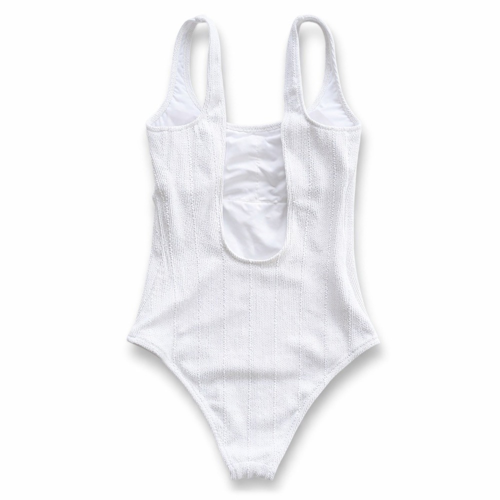 Aerie One Piece Cheeky Textured White Swimsuit Sz M Long - Picture 4 of 8
